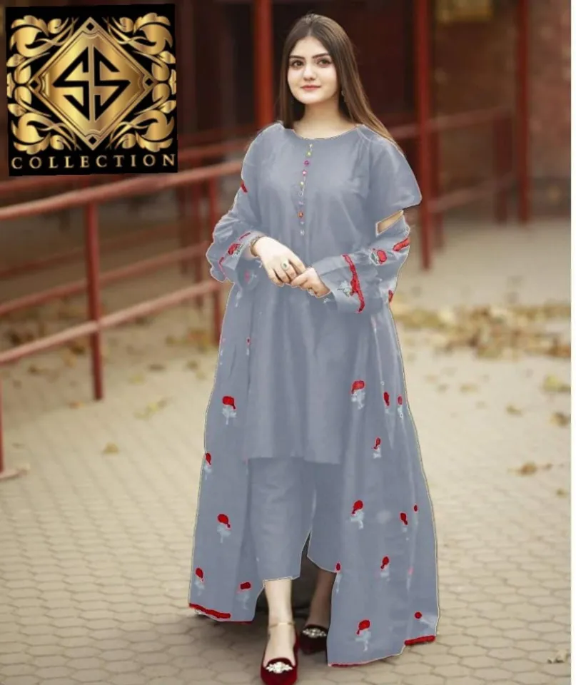 New Designer Printed Gown Suit 3 PCs by Super Store for Women Girls Ladie Daraz.pk