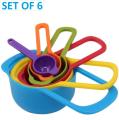 6 Measuring Cups and Spoons Set for Cake Baking Cooking Plastic Tablespoons with Measurement (Multi-Color). 