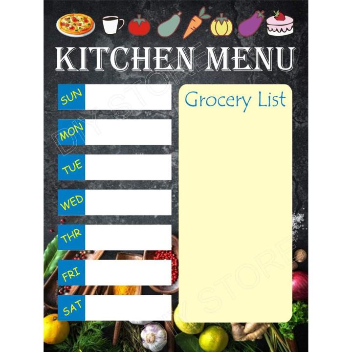 Kitchen Menu Grocery Planner  Chart Vinyl Sticker With Board Pen Kitchen Home Decor