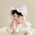 Lace Ruffle Baby Hat Cute Flower Infant Girl Princess Cap Solid Color Mesh Newborn Bonnet Summer Kids Lace-up Sun Hats. 