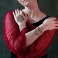 【HOT】 Black Lace Pattern Rose Peony Flower Girls Temporary Tattoos For Waterproof Tattoo Stickers 3D Blossom Lady Shoulder DIY. 