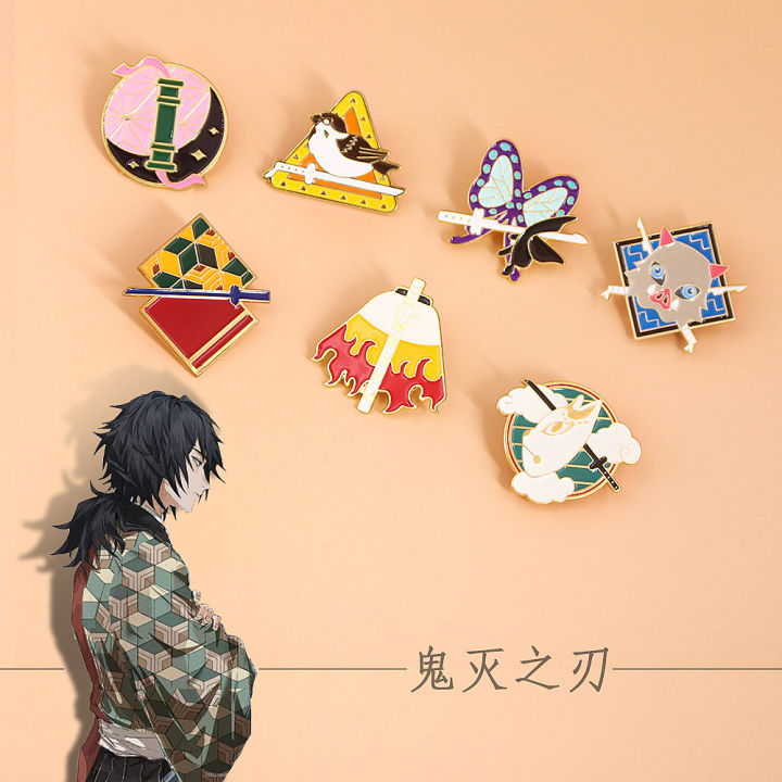 Demon Slayer Blade Brooch Inosuke You Beans My Wife Zenyi Tomioka Yoshiyoshi Cartoon Imitation Enamel Brooch