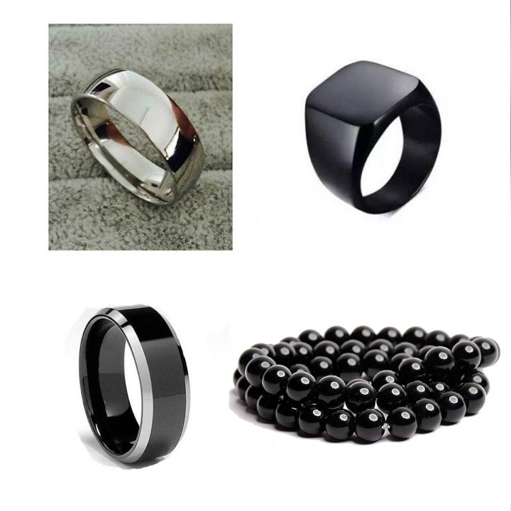 Deal Of 4 - Three Rings And One Bracelet For Men