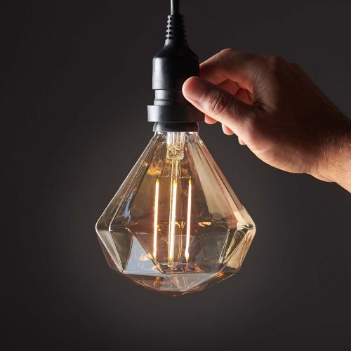 Elegant Vintage LED 4w Filament Light Bulb Diamond Shape Smoked Glass E27 Stunning