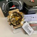 Casio G Shock Metal Covered Gold/Black Analog-Digital World Time Multi-Function Black Resin Band Watch-GM-110G-1A9DR. 