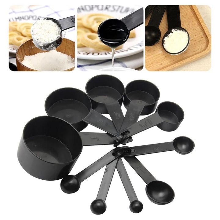 10pcs%20Black%20Plastic%20Measuring%20Spoons%20Cups%20Measuring%20Set%20Tools%20For%20Baking%20Coffee%20-%20Image%203
