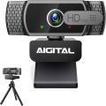Full HD 1080P Webcam with Microphone and , Automatic Light Correction, 110° Wide Angle USB Webcam for PC, Laptop for Live Streaming, Video Call, Conference, Game, Windows, Mac, Linux. 