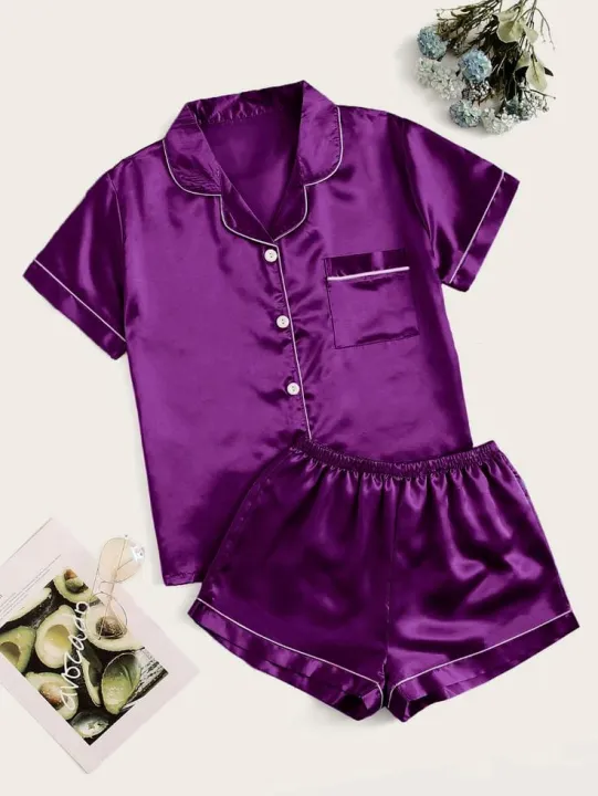Hot%20Sexy%20Silk%20Short%20Nighty%20for%20girls%20Set%202%20Piece%20Night%20Wear%20For%20Women%20Full%20Hot%20Pajamas%20Sets%20Short%20Sleeve%20Loungewear%20Bridal%20Ladies%20Sleepwear%20-%20Image%202