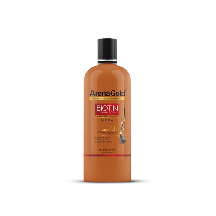 Arena Gold Biotin Shampoo 400ml |Formulated With Pro Vitamin B5 And Biotin | Hydrate, Soften And Add A Boost Of Volume To The Hair| Anti Dandruff| Hair Fall Shampoo| Herbal Organic Hair Nourishing| Nurtures And Repairs Hair| Shampoo