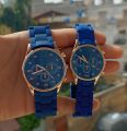 Couple Watches | Watches for Couples | Couple Watches For Lovers | Pair Watches Fro Men And Women | Pack Of 2 Couple Watches | Pair Watches Of Chain | With Box | Blue Color. 