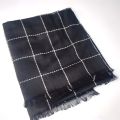 linen check black white stole scarf / hijab. 