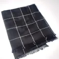 linen check black white stole scarf / hijab. 
