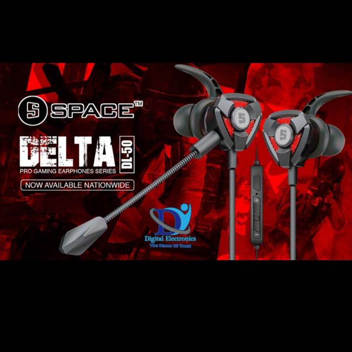 SPACE - DELTA PRO GAMING EARPHONE SERIES - With DUAL MIC - Stick Mic Included - (DL-50) (DL-51)