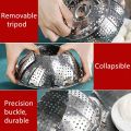 Folding Steamer Steam Stainless Steel Basket Steamer Expandable Kitchen Tool Folding Collapsible Rust Free Adjustable Kitchen Vegetable Steamer Basket  Foldable Steamers Vegetables Colander. 