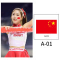 China Rainbow National Face School Day Sports Games Five Star Red Flag Tattoo Sticker. 