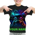 New 2024 Summer Kids Clothes 3D Gamepad Joystick Print Children's Harajuku Clothes Boys Short Sleeve Tops T-Shirt Girls Clothes. 