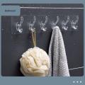 Transparent Wall 6 Hook Self Adhesive Wall Hanger Hook Hat Clothes Coat Rack Towel Key Holder Door Hook For Bathroom Storage Rack. 
