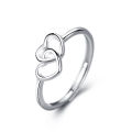rings for girls S925 sterling silver heart-to-heart seal ring women's ins style simple fashion double heart Korean creative index finger ring. 