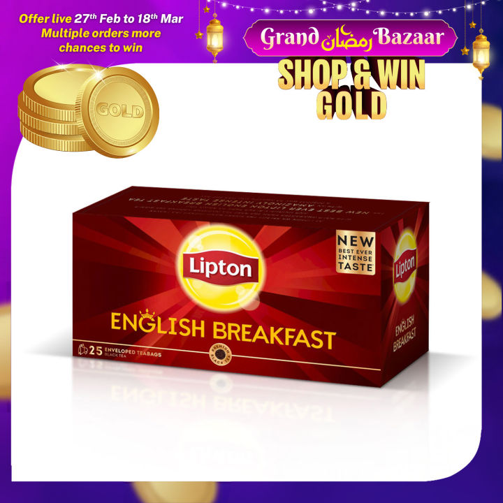Lipton English Breakfast Tea 25 Tea Bags | Rich Intense Black Tea