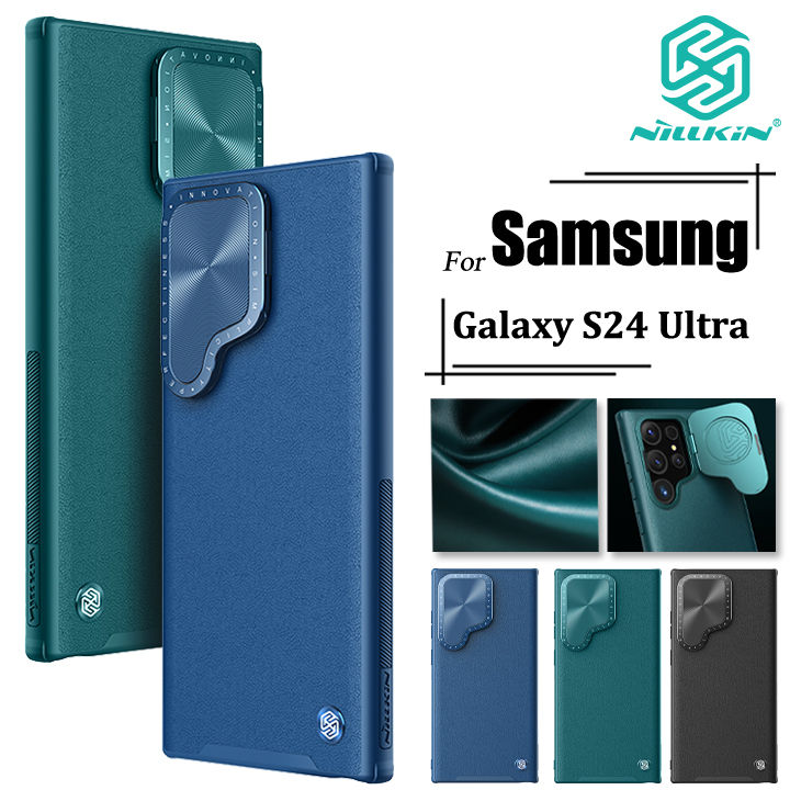 Nillkin Flip-Style Lens Protective Case for Samsung Galaxy S24 Ultra Phone Cases TPU+PC Selected leather Anti-Slip Design Anti-Fingerprint Back Cover