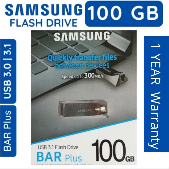 1 YEAR WARRANTY/ 100 GB USB SAMSUNG BAR PLUS Metal Body 2.0 Flash Memory Stick USB Drive Imported Flash Drive, Metal USB Pen Drive
