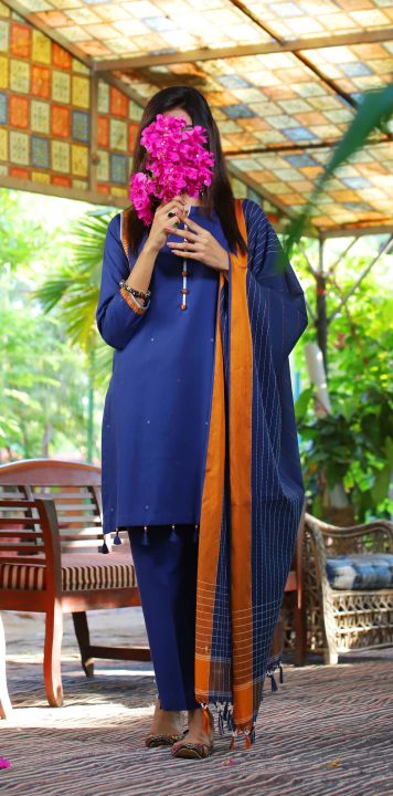 Voile%20Mystical%20Blue%20Hand-Woven%20Kurti%20-%20Image%204