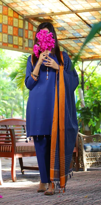 Voile%20Mystical%20Blue%20Hand-Woven%20Kurti%20-%20Image%204