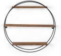 Wall Shelf Round Floating Shelves Sturdy Wood Metal Decorative Shelf for Living Room Bedroom Bathroom Kitchen Office, Color Black -Size 19.6″ Approximately Customize by HB Steel Fixerr. 