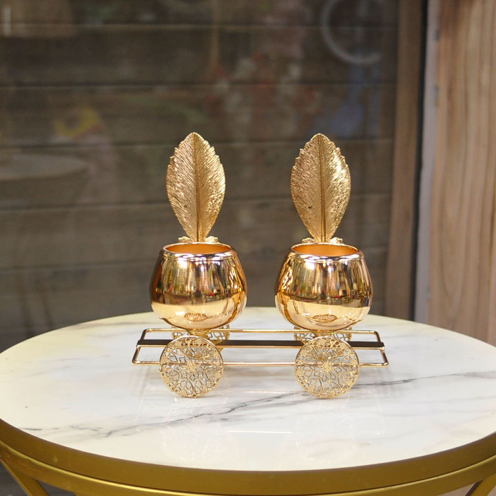 Metal Crystal Flower Table Showpiece Decoration for Home & Living