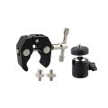 DSLR Ball Head Shoe Mount Camera Ball Mount Clamp 1/4 inch -20 Tripod Head Hot Shoe Adapter and Cool Super Clamp. 