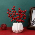5pcs Artificial  Red Berries Simulation Foam Berries Branches for New Year Party DIY Wreath  Tree Decorations. 