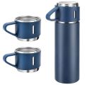 Vacuum Flask Gift Box Set SS - Thermos Water Bottle Stainless Steel Double Layer For Hot And Cold - 3 Cups And 1 Bottle 500 ml - for Work Sports Camping Cycling - Multicolor. 