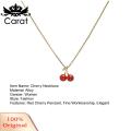 Carat Pendant Necklace Temperament Red Cherries Pendant Necklace. 