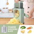 Techmanistan 3-in-1 Rotating Vegetables Cutter Chopper, Manual Vegetable Chopper, Vegetable Slicer with 6 Stainless Steel Blades, Grater Onion Dicer Spiralizer Vegetables Chopper Grater, Mandoline Vegetable Slicer Grater. 