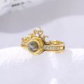 JEWELLER 2Pcs/Set Women 100 Languages I Love You Projection Crown Rhinestone Opening Rings For Girls I Love You Ring For Girls. 