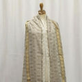 Self Checkered Embroidered Pure Malai Lawn Summer Shawl | Namaz Chadar | Chaddar For Girls | Dupatta For Women | Mominas. 