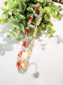Handmade Double Layer Beaded Bracelet for Girls – Crackle Glass Beads with Butterfly Charm Elegant Stylish Fashion Bracelet. 