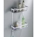 2 Layer Bathroom Corner Shower Shelf Aluminum Triangular Rack Storage Organizer. 