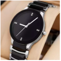 Online Sale Black Stainless Steel Crystal Wrist Watch Simple Quartz Watch Men Women. 
