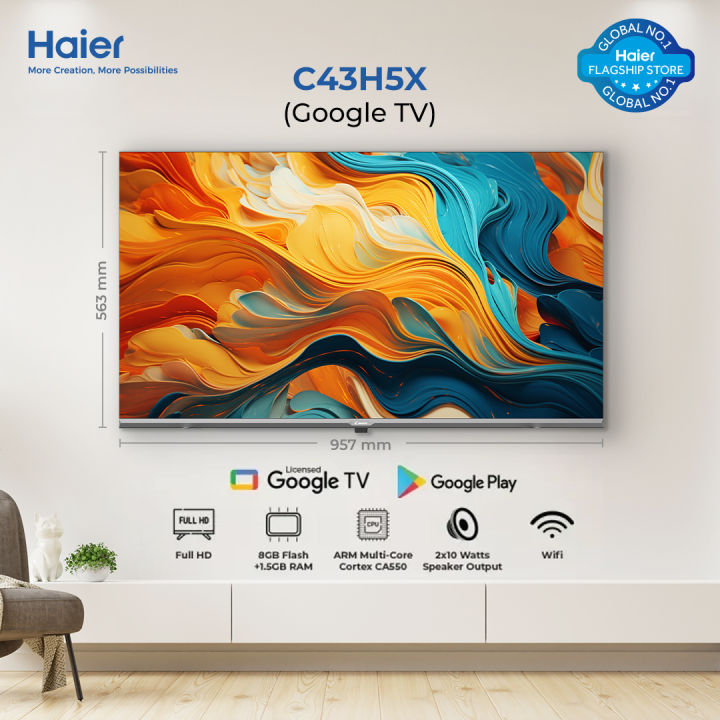 Candy - The Italian Style by Haier -New Launch - 43 - C43H5X - Google TV - Bazel Less - DBX TV ( Miracast Screen Mirroring / Multi Pictures Mode / Full HD ) Haier Warranty