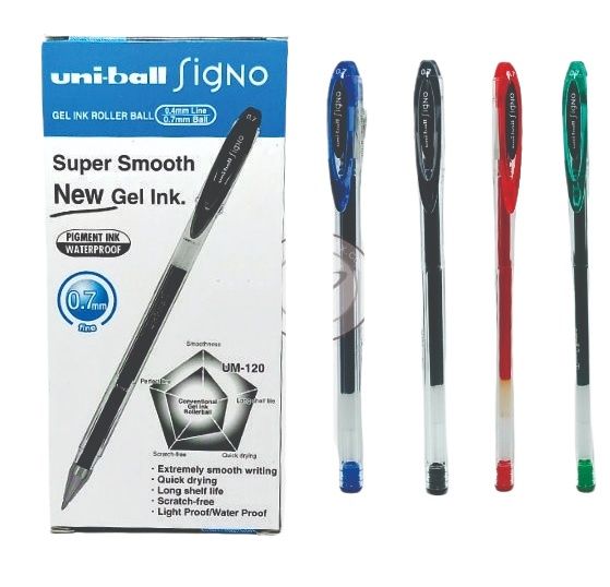Super Smooth Gel Pen, Uniball SigNo UM120 with Gel Ink Roller Ball 0.4mm Line, 0.7mm Ball