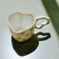 Cute Coffee Cup Tea Cup Creative Heart Cup Ceramic Milk Cups Porcelain Coffee Cups Birthday Gift Queena. 