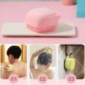 New Universal Baby Shower Brush Silicon liquid bath body brush soap dispenser baby cleaning brush silicon bath scrubber body wash pet bath sponge shower srubber body brush Shampoo Massage Shower Brush Loofahs Rubber Shower Tools with Shampoo Storage Case. 