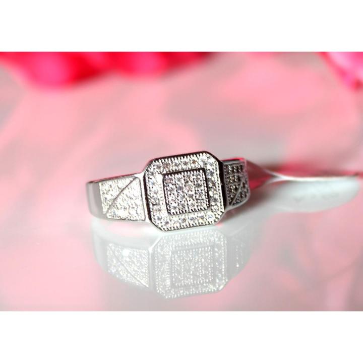 Boy Rings Size 7 Ring with zircons for boys men high quality Silver | Daraz.pk