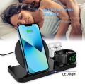 KKM Wireless Charger, 3 In 1 Wireless Charging Station, 10W Qi-Certified Charging Stand For ÎPhone 12/12 Pro/12 Pro Max/12 Mini/11 Pro Max/XS/8,  Watch, AirPods Pro(White QC 3.0 Adapter Included). 