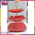 Three Tier Serving Platter in Melamine | 3-Tier Melamine Cupcake Stand | Dessert Stand, Cupcake Stand, Tea Party, Serving Platter for Wedding Birthday Party. 