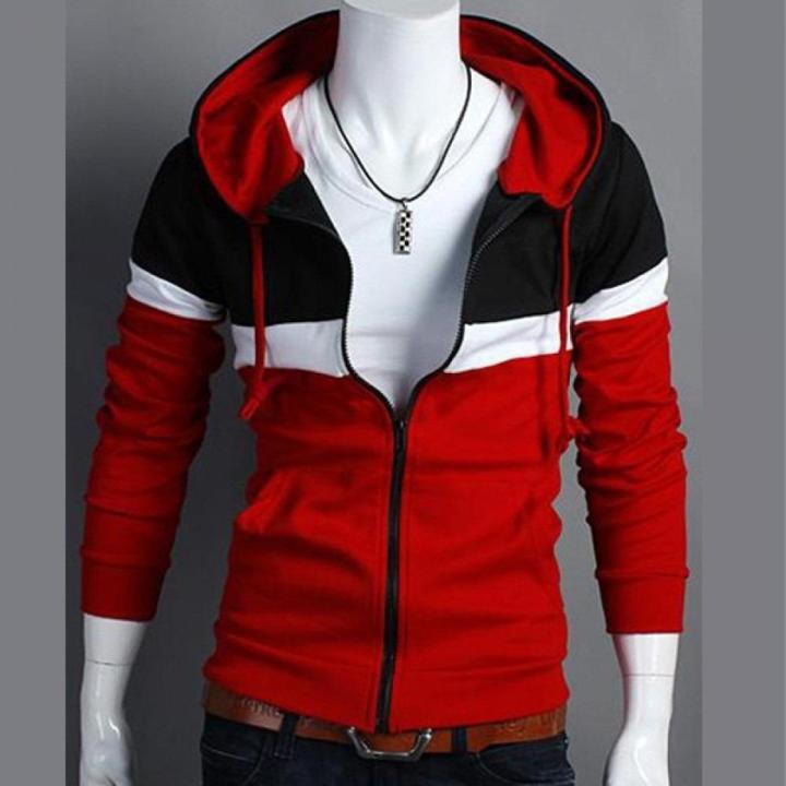 Red Black Zipper Stylish Hoodie For Men Daraz.pk