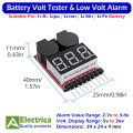 1S-8S Li-ion/LiPo Battery Voltage Tester Monitor With Adjustable Buzzer Alarm for Low Battery Indication by Electrica. 
