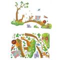 3D Kids Room Decor Removable Cartoon Jungle Forest Trees Animal Wall Sticker. 