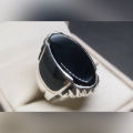 Mens Black Aqeeq Ring Sterling Silver 925 Onyx Ring Carnelian Statement Ring Hakik Ring Yemen Aqiq Ring Yemeni Artisan Black Agate Ring For Men. 